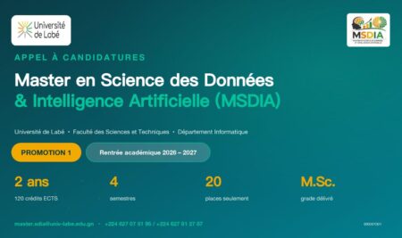 Appel à Candidatures pour le Master en Sciences des Données et Intelligence Artificielle (MSDIA)